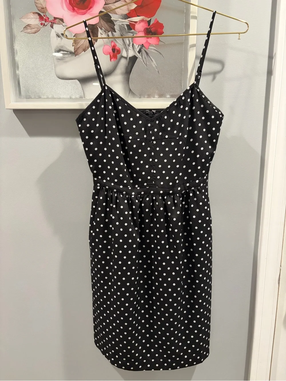 J. Crew Black Polka Dot Spaghetti Strap Mini Dress Size 0